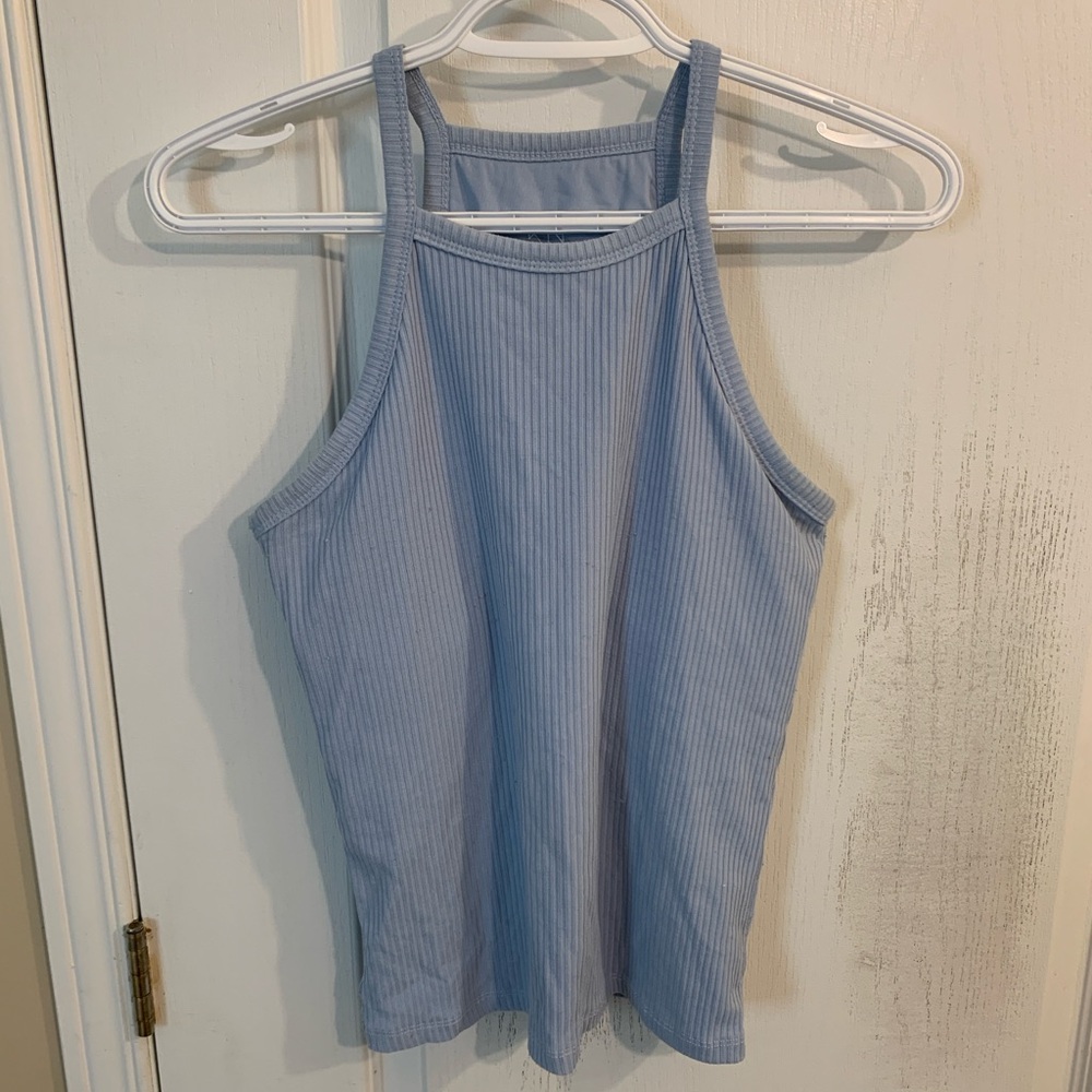 Blue Ribbed Women's Tank Top Klassy Network